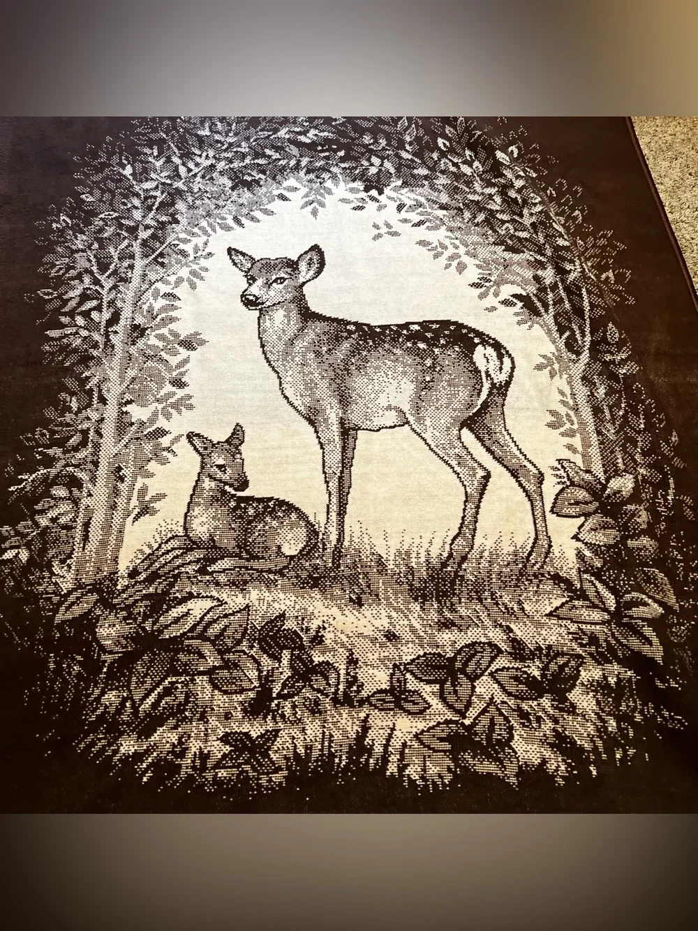 Vintage Cobija San Marcos Deer and Fawn Blanket 74
